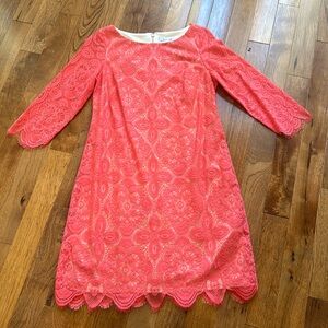 Melon Lace Overlay Dress